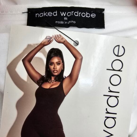 Naked Wardrobe Womans size M Classic Smooth Scoop Tank Bodysuit White Modal NEW - Picture 6 of 8